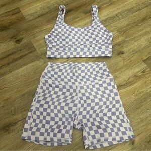 Wilo Checkered Purple and White Activewear Set
